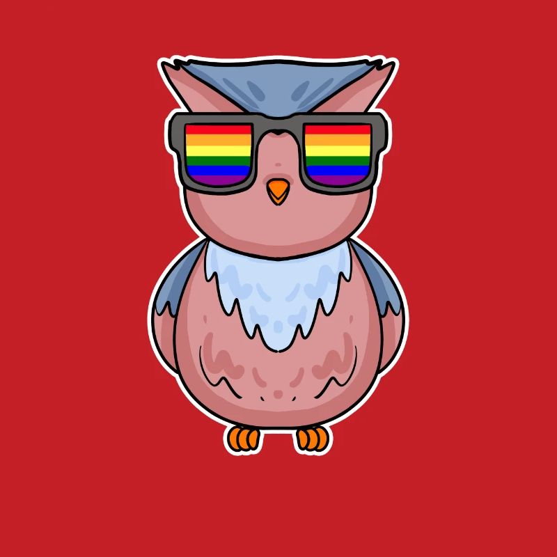 Regenbogen - Eule mit Brille