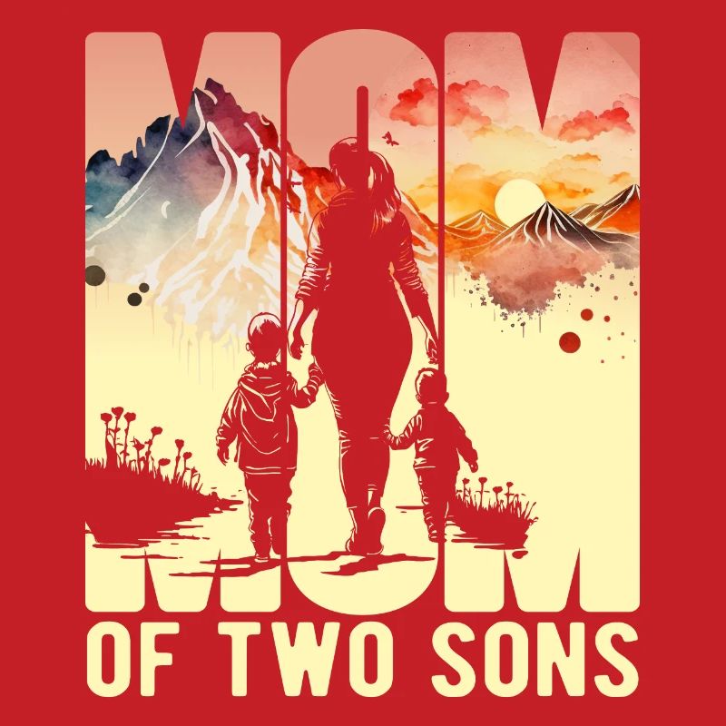 Mutter mit zwei Söhnen Muttertag Berge Mama Kind