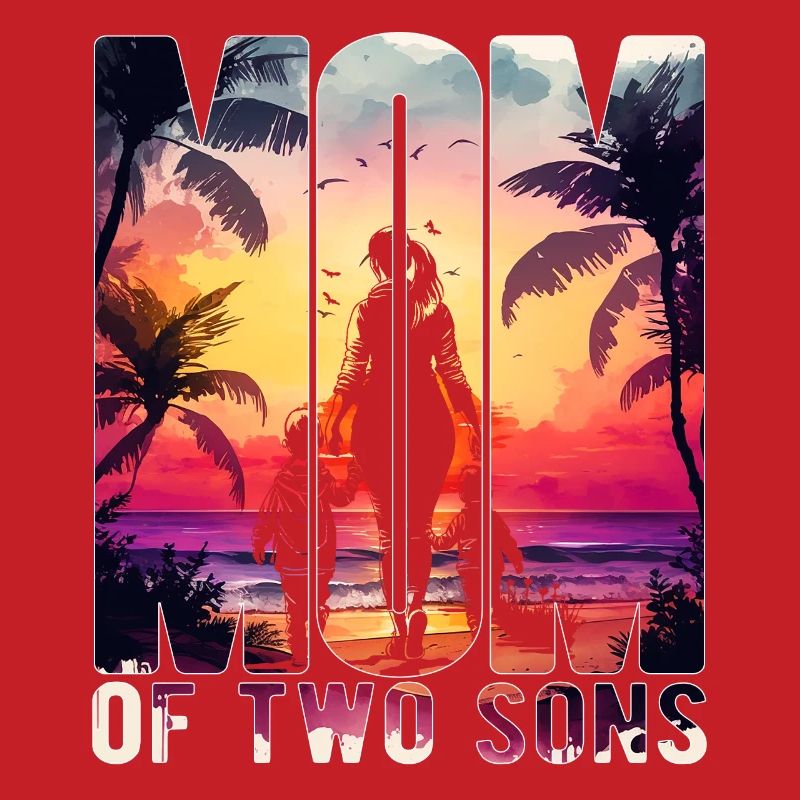 Mutter mit zwei Söhnen Muttertag Strand Mama Kind