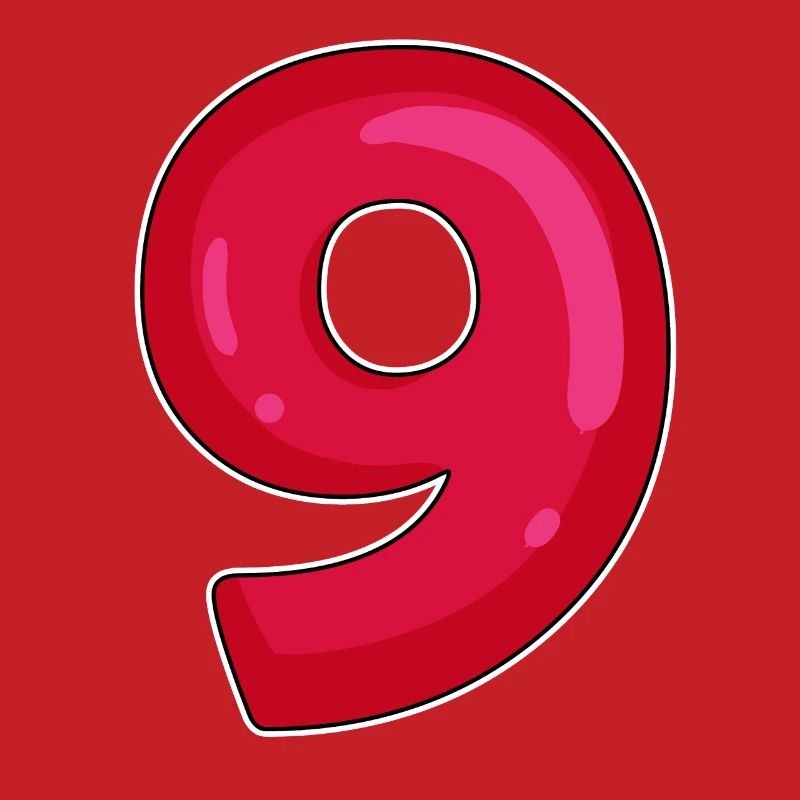 NEUN - 9 - Ziffer rot