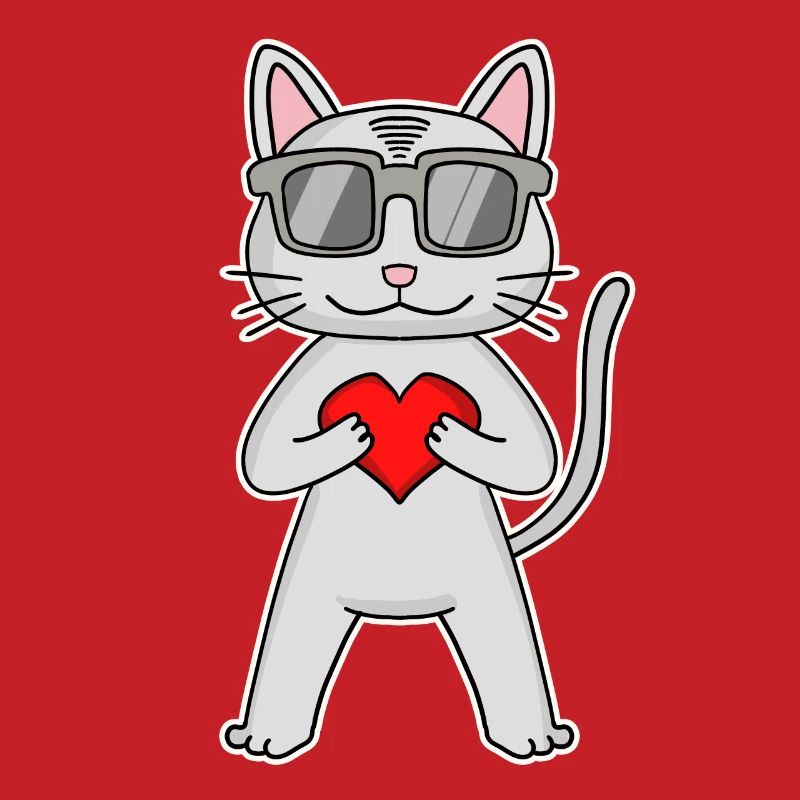 Katze mit Herz und Brille - Devon Rex