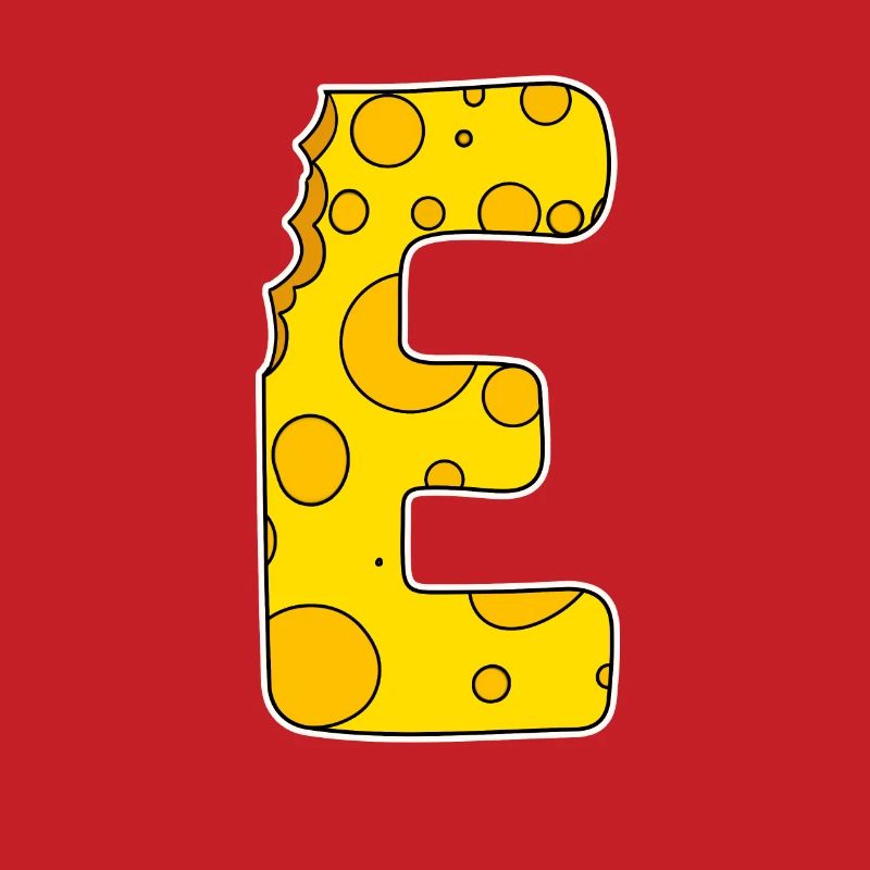 Lettre E - Lettre initiale E - Motif Fromage
