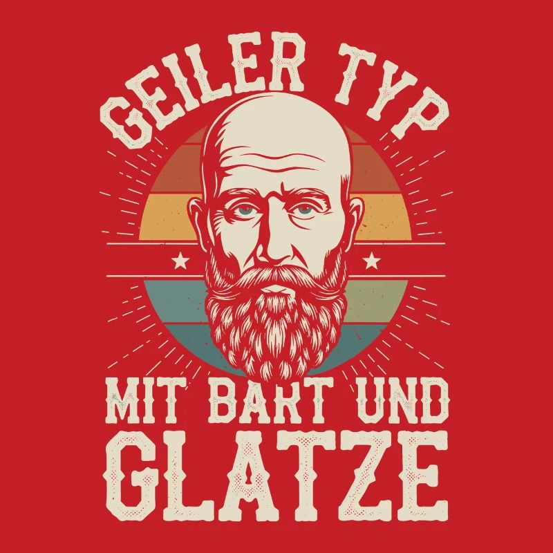 Geiler Typ Mit Bart & Glatze Glatzkopf Bartträger