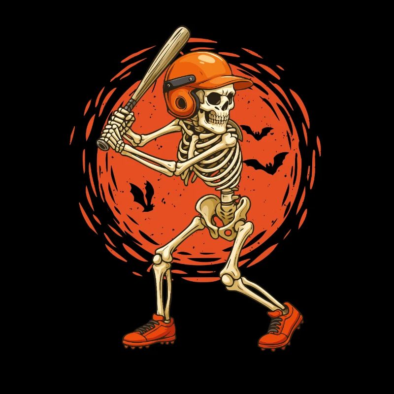 Skeleton Baseball Player Spooky Halloween