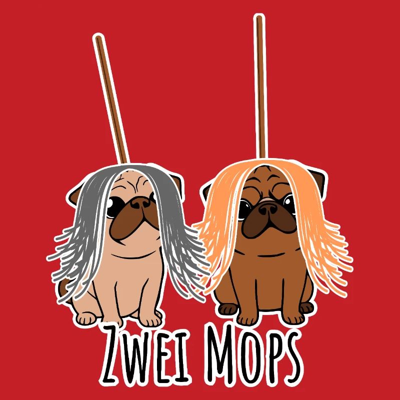 Zwei Mops - Hunde oder Putzgeräte? Hunde Humor?