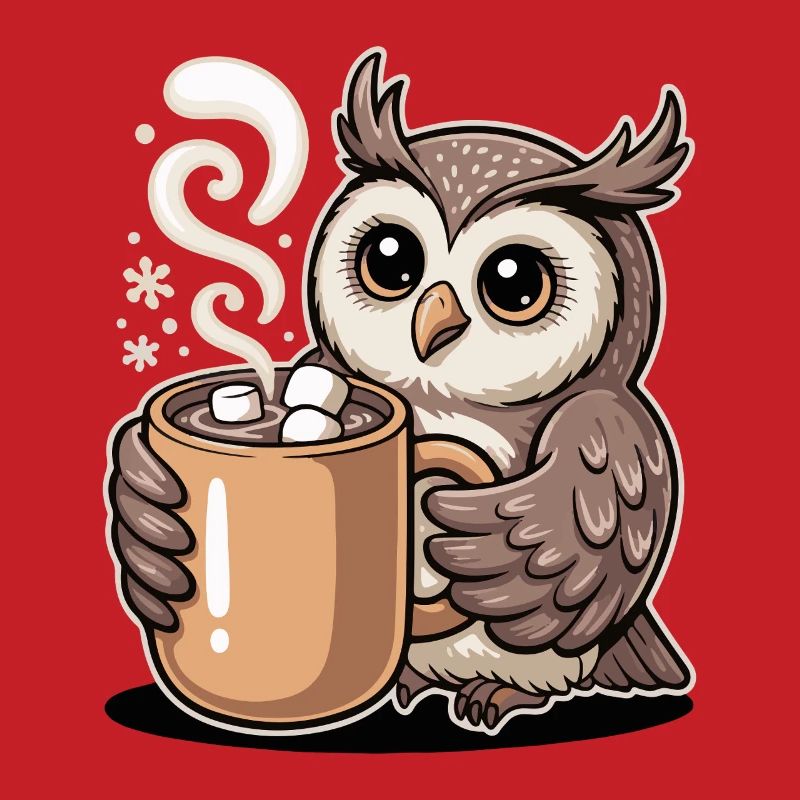 Cuddly owl with cocoa