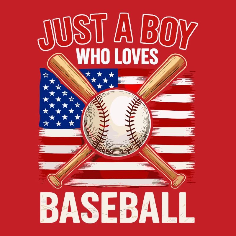 Garçon adore le baseball et le drapeau