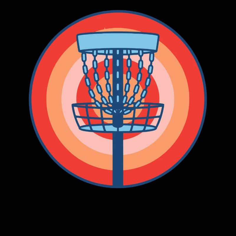 Disc Golf Basket Scène rétro du disc golf volant