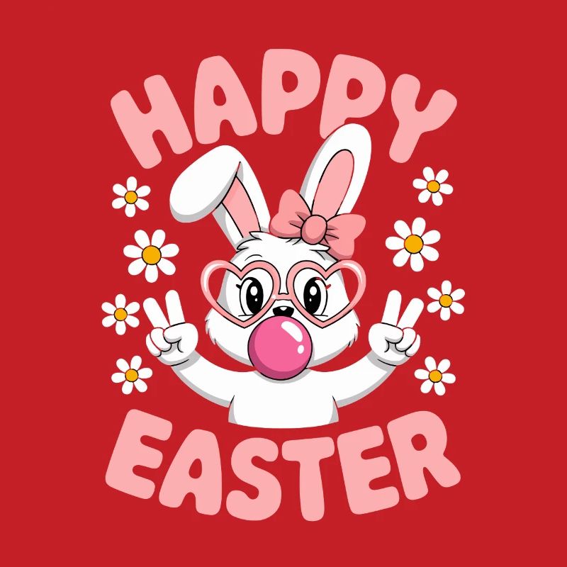 Happy Easter Cute Easter Bunny with Glasses
