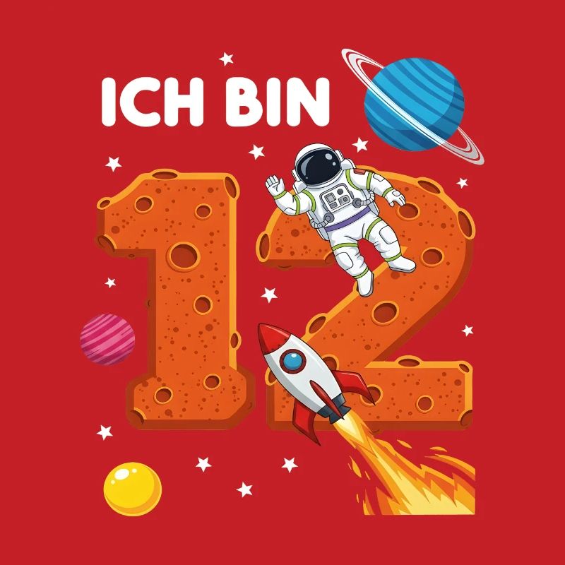 Ich bin 12 Astronaut Weltraum Geburtstag
