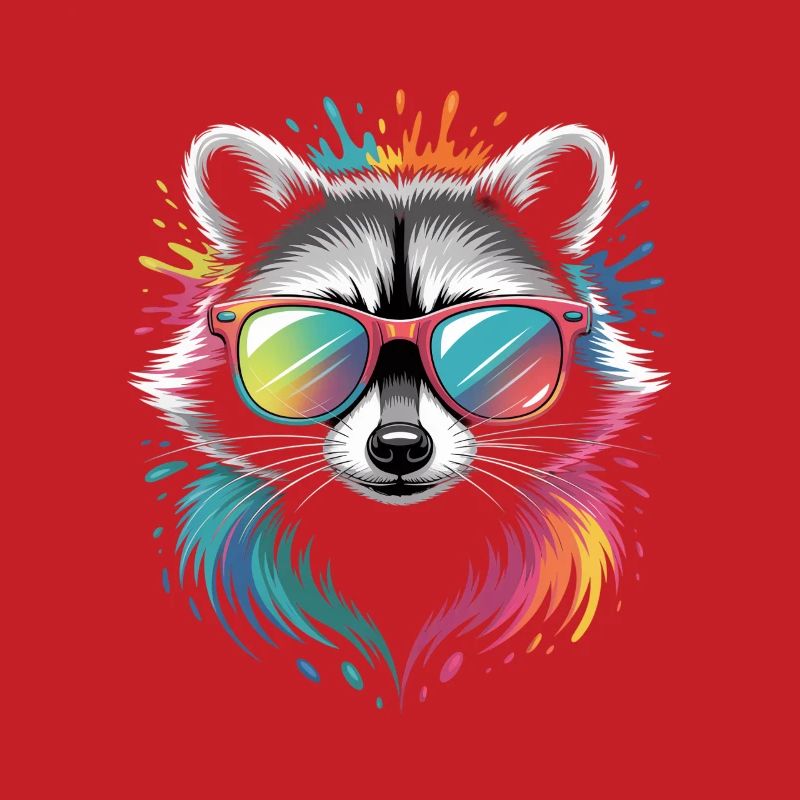 Bunter Waschbär Wasserfarben Spritzer Graffiti