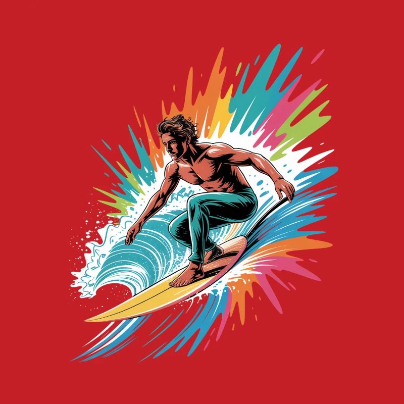 Bunter Surfer Wasserfarben Spritzer Graffiti