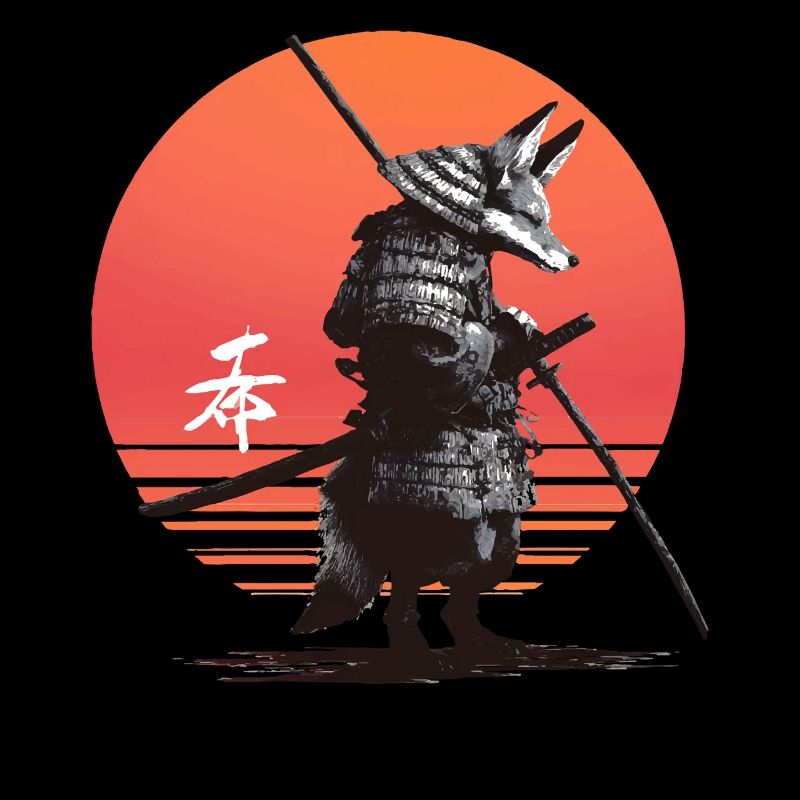 Samurai Fox Warrior at Sunset