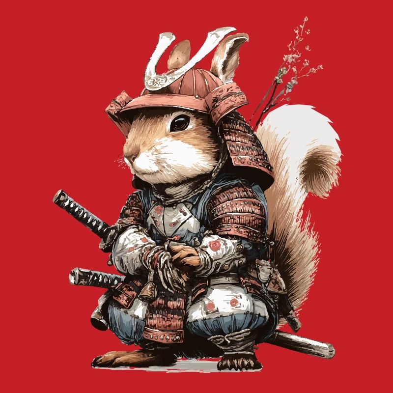 Eichhörnchen-Samurai in Rüstung