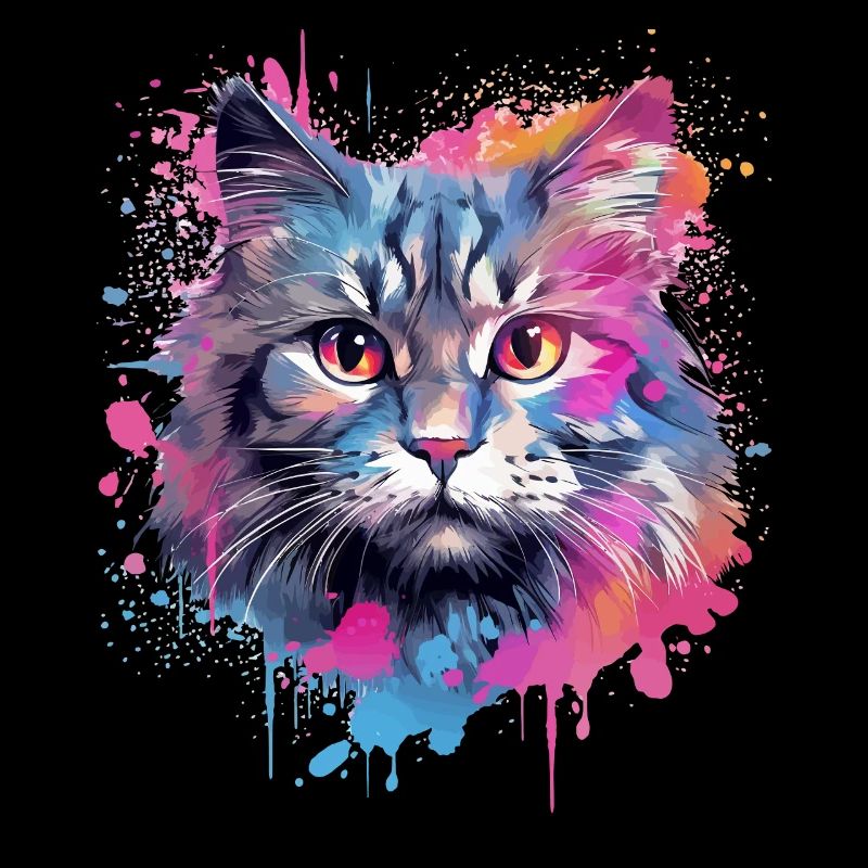 Chat américain à queue bobtail Art coloré