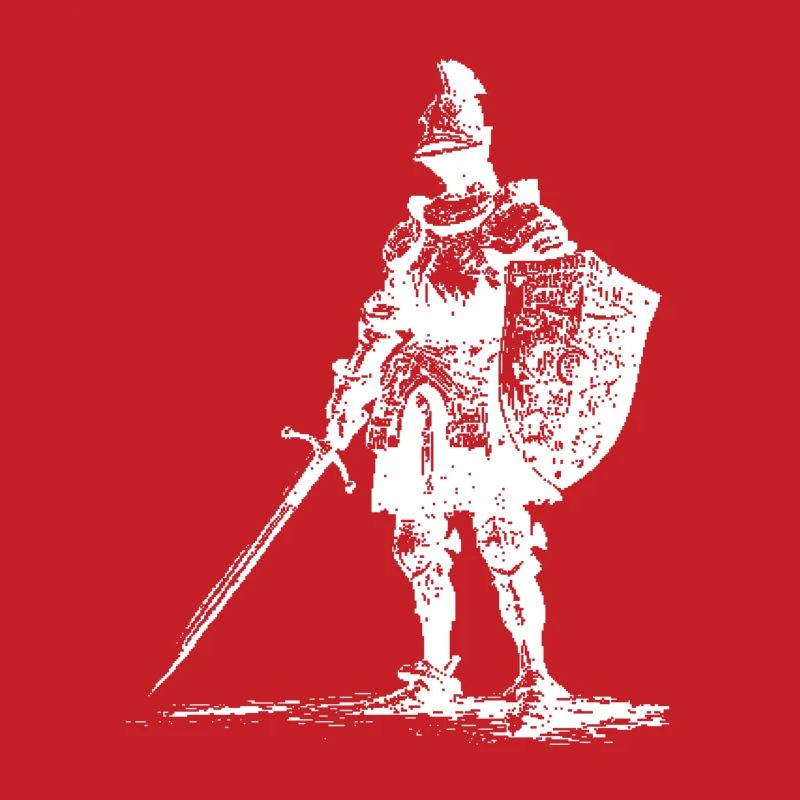 Silhouette de chevalier avec épée et bouclier