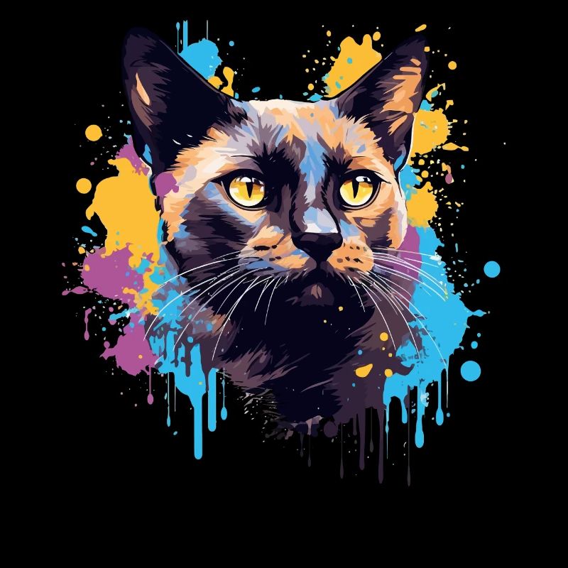 Splash Art Visage de chat birman coloré