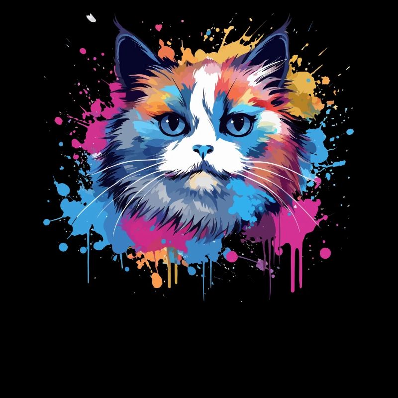 Art coloré éclaboussé de visage de chat Birman