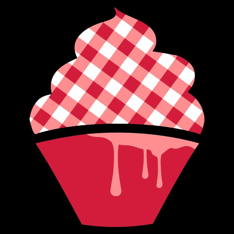 Stylized cupcake with check topping