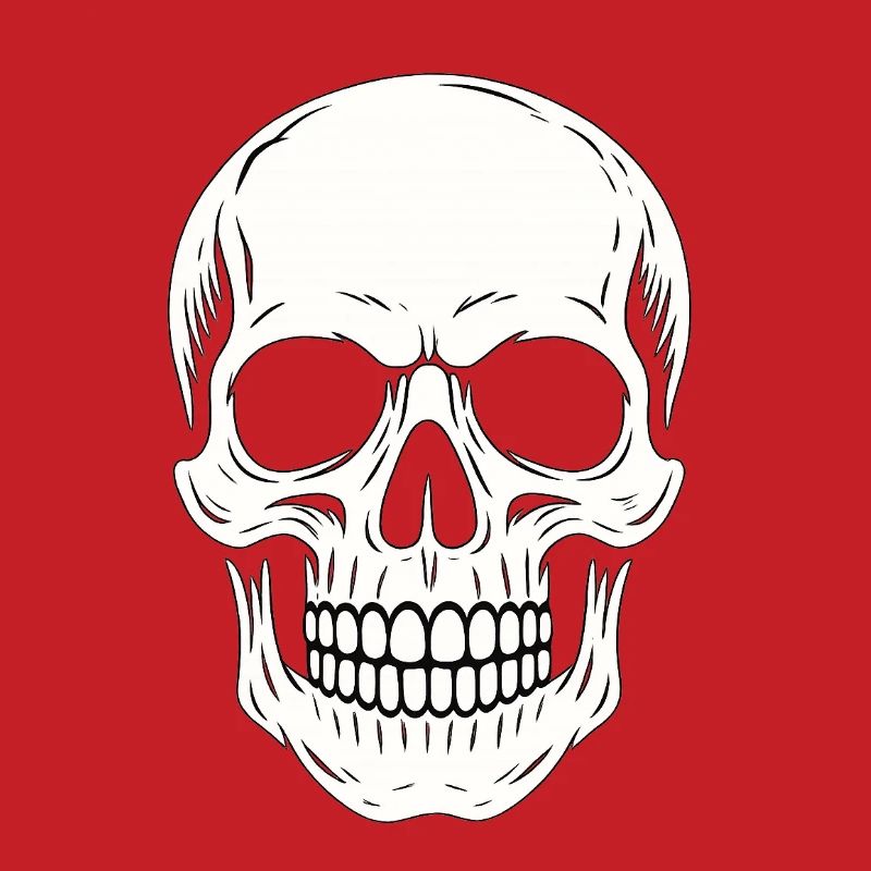Minimalist Black Linear Skull