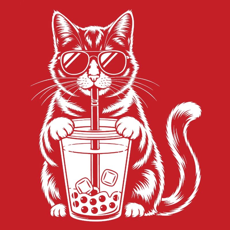 Katze mit Bubble Tee