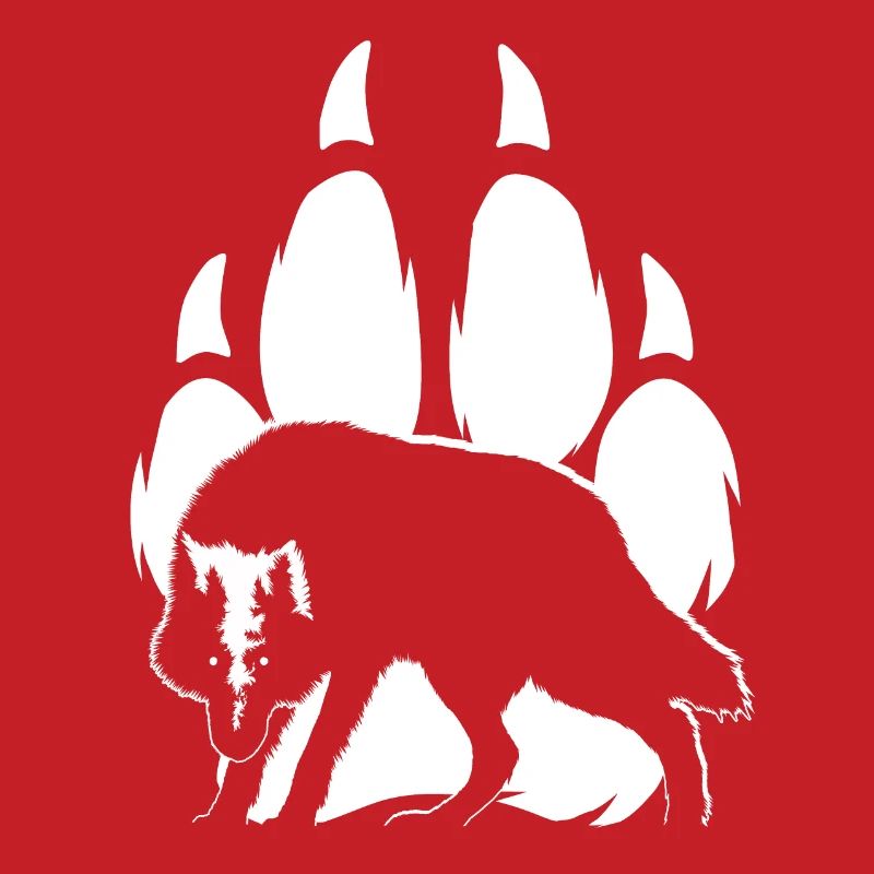 Silhouette und Wolfspfote