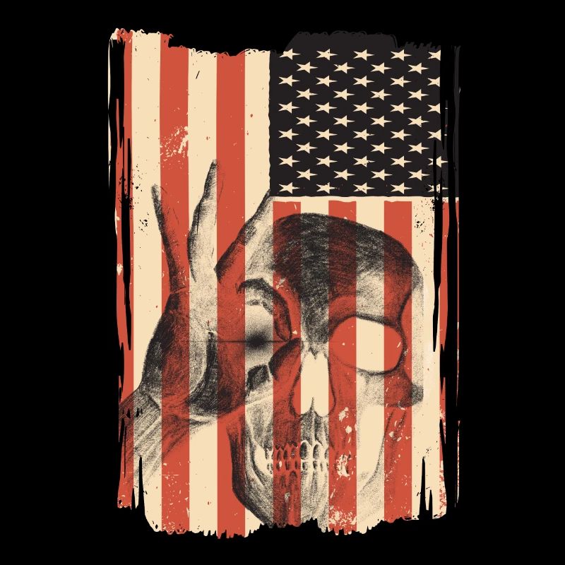 USA flag with skull