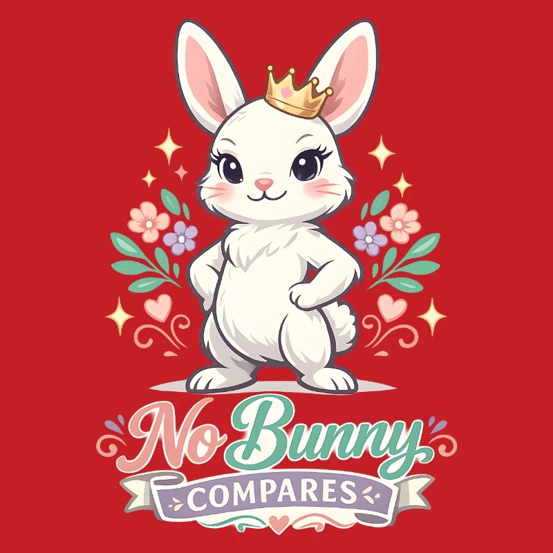 Cute Easter bunny with colorful egg and lettering