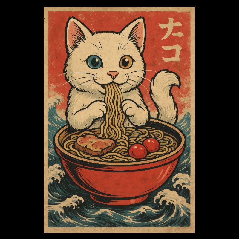 Cat Frames Ukiyo-E Retro