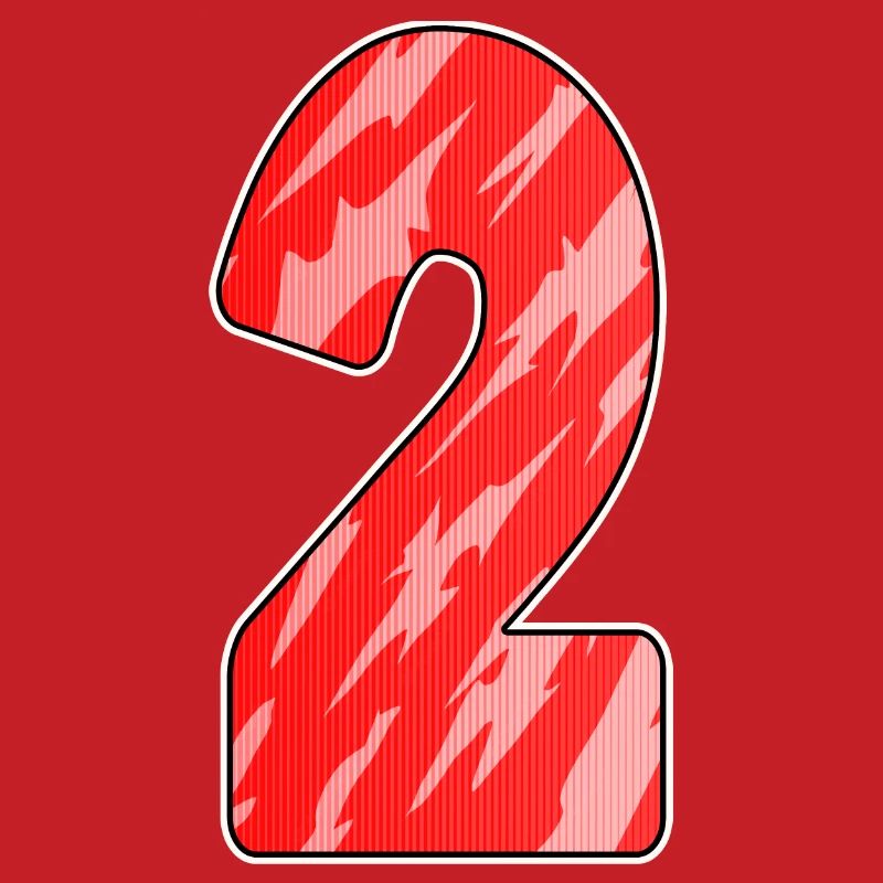 Two - 2 - Number Number Red Pattern