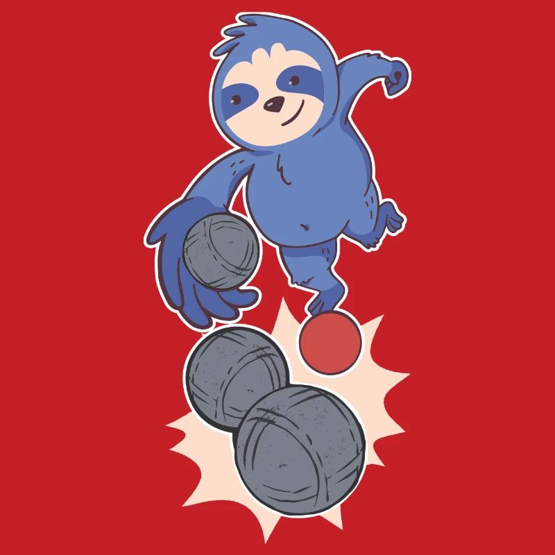 Sloth boules player throws boules balls petanque