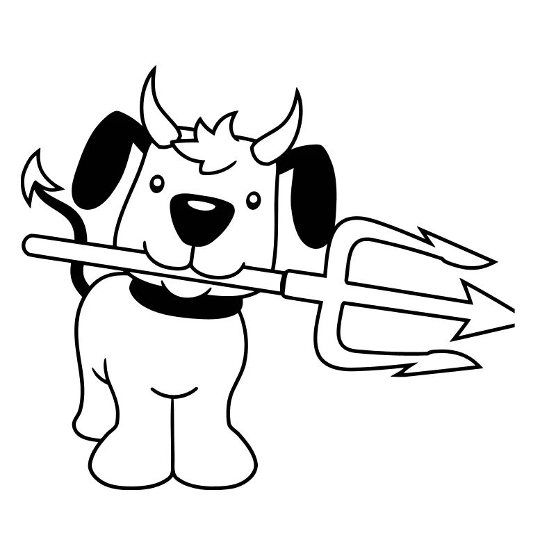 Dog Devil Satan Hell Evil Trident Horns Cool