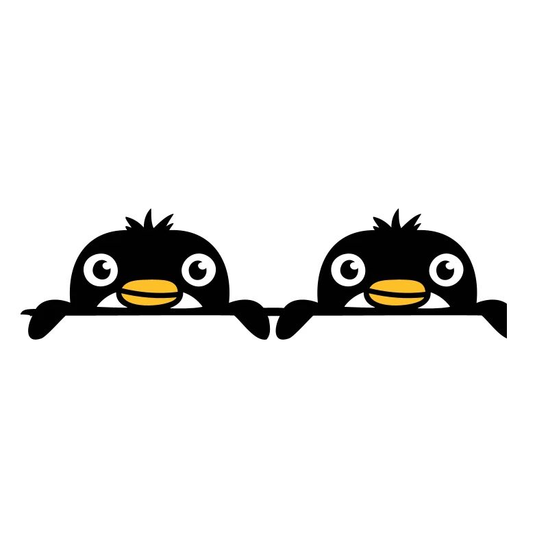 2 Pinguine Freunde gucken hinter Mauer hervor Team
