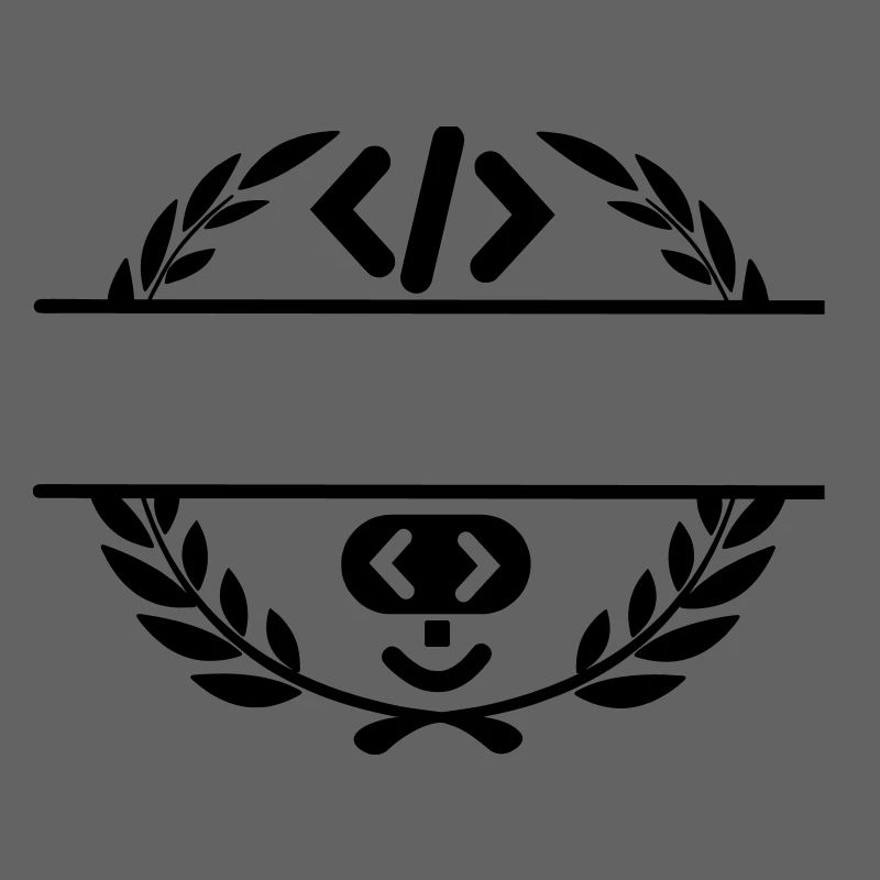Code logo et code smiley dans une couronne de laurier