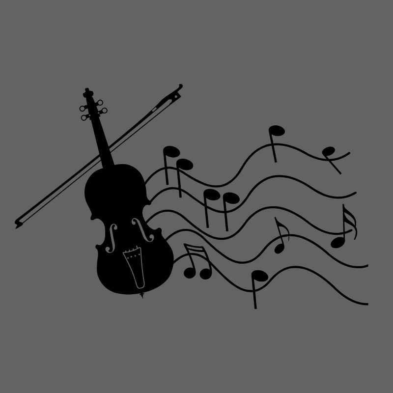 Violin with music notes shadow image,