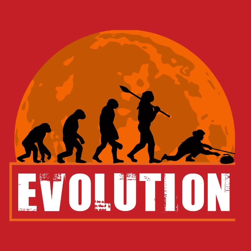 Curling Evolution Silhouette Wintersport Humor