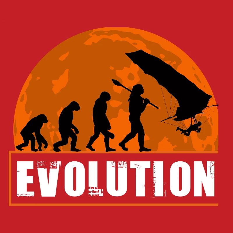 Évolution du design au coucher de soleil de pilote de deltaplane