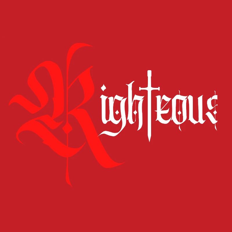 Gothique Righteous Design avec épée avec texte blanc