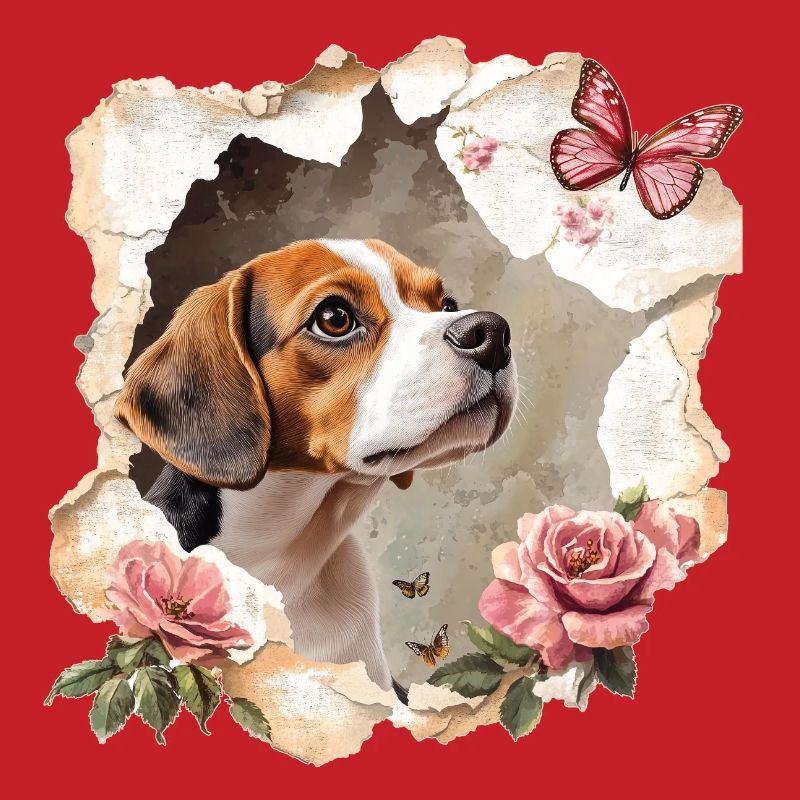 Beagle avec papillon