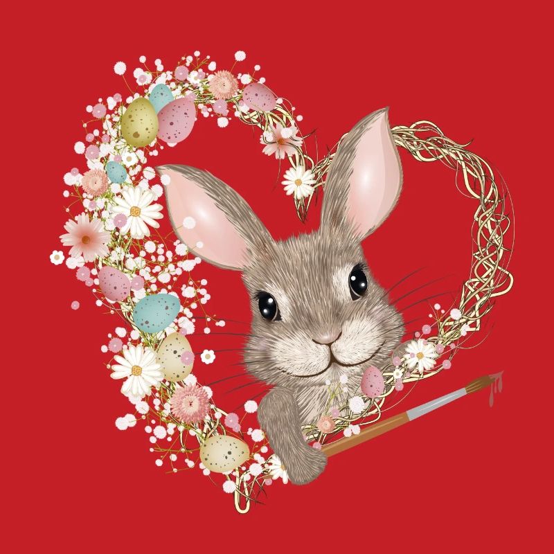 Easter Eggs Heart with Easter Bunny and Brush for Easter