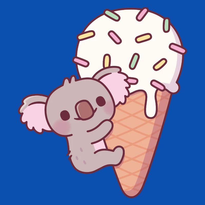 Drôle de koala s’accrochant à un cornet de crème glacée