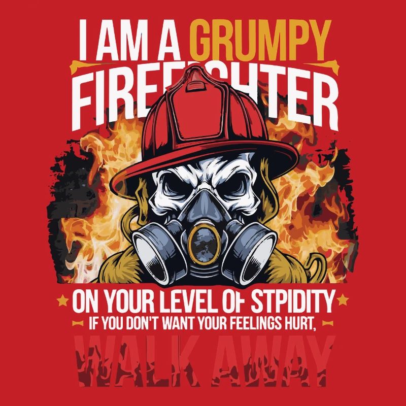 Grumpy Firefighter Skull Design