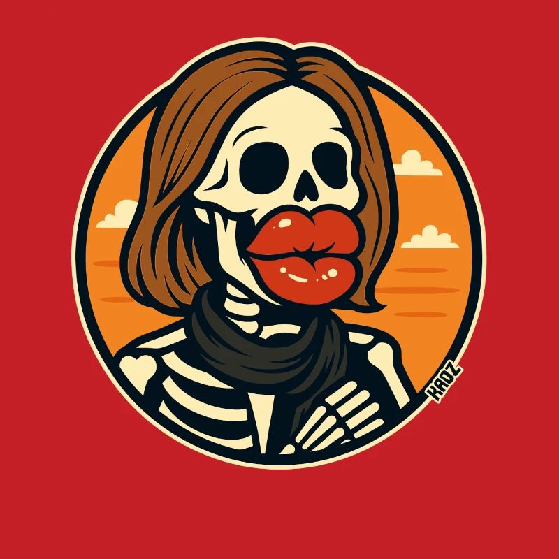 Skeleton with red lips