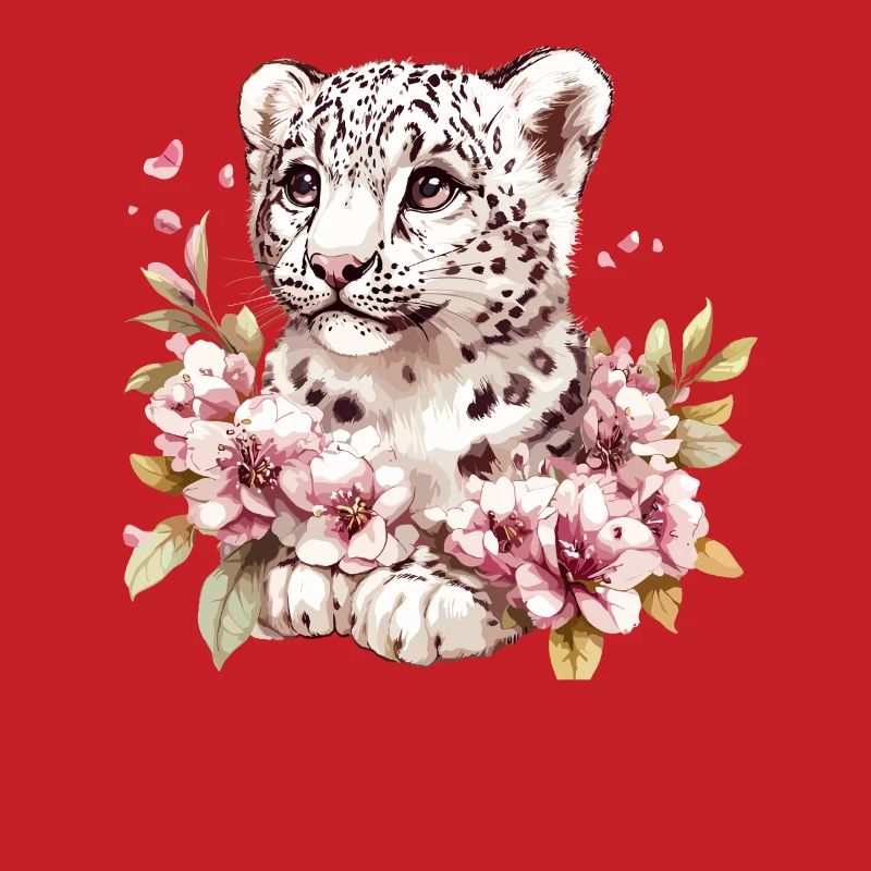 Petit léopard avec couronne de fleurs