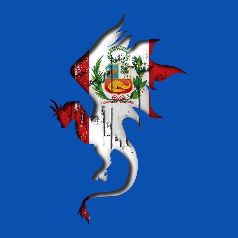 Drapeau du Pérou - Pérou - Silhouette de dragon