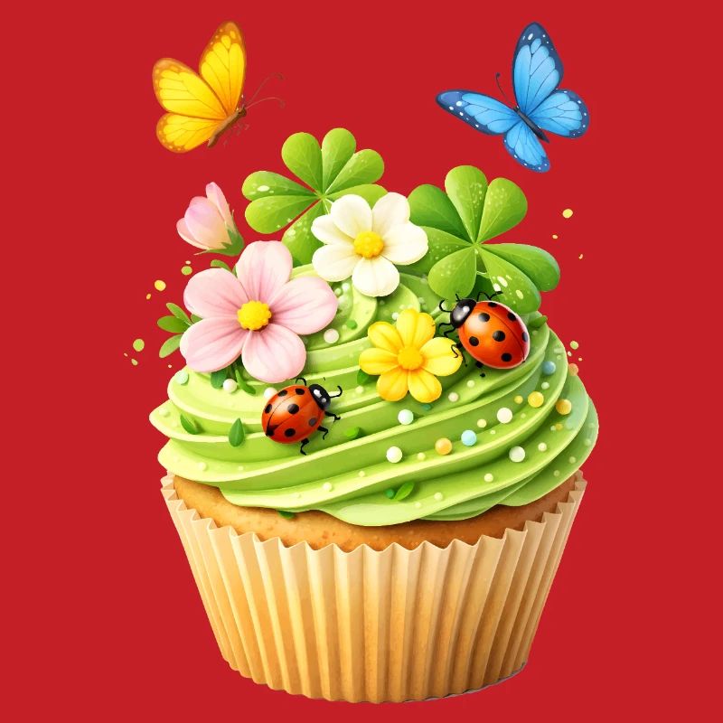 Cupcake de printemps avec des fleurs