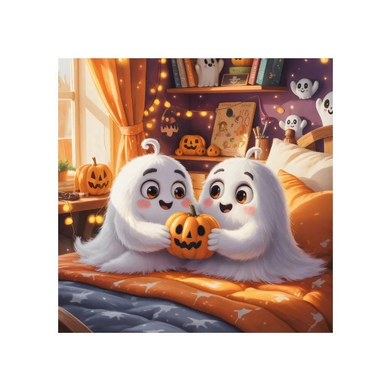 Fantômes mignons avec citrouille d’Halloween