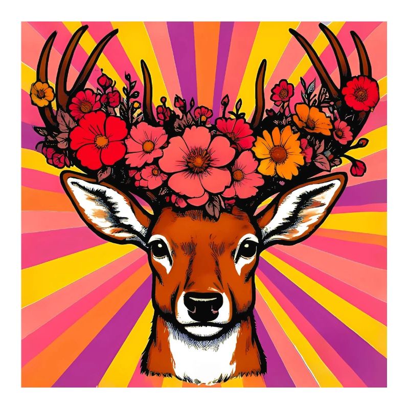 Cerf aux fleurs