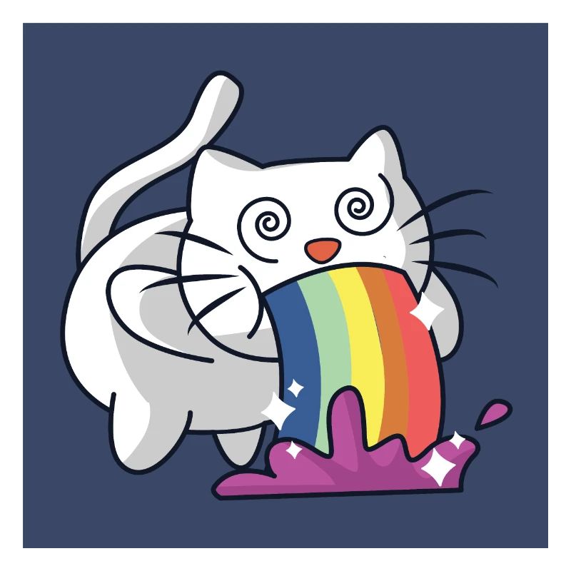 White cat pukes rainbow