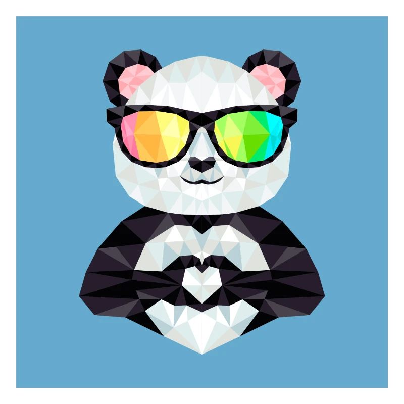 Panda avec des lunettes de soleil arc-en-ciel style Low Poly